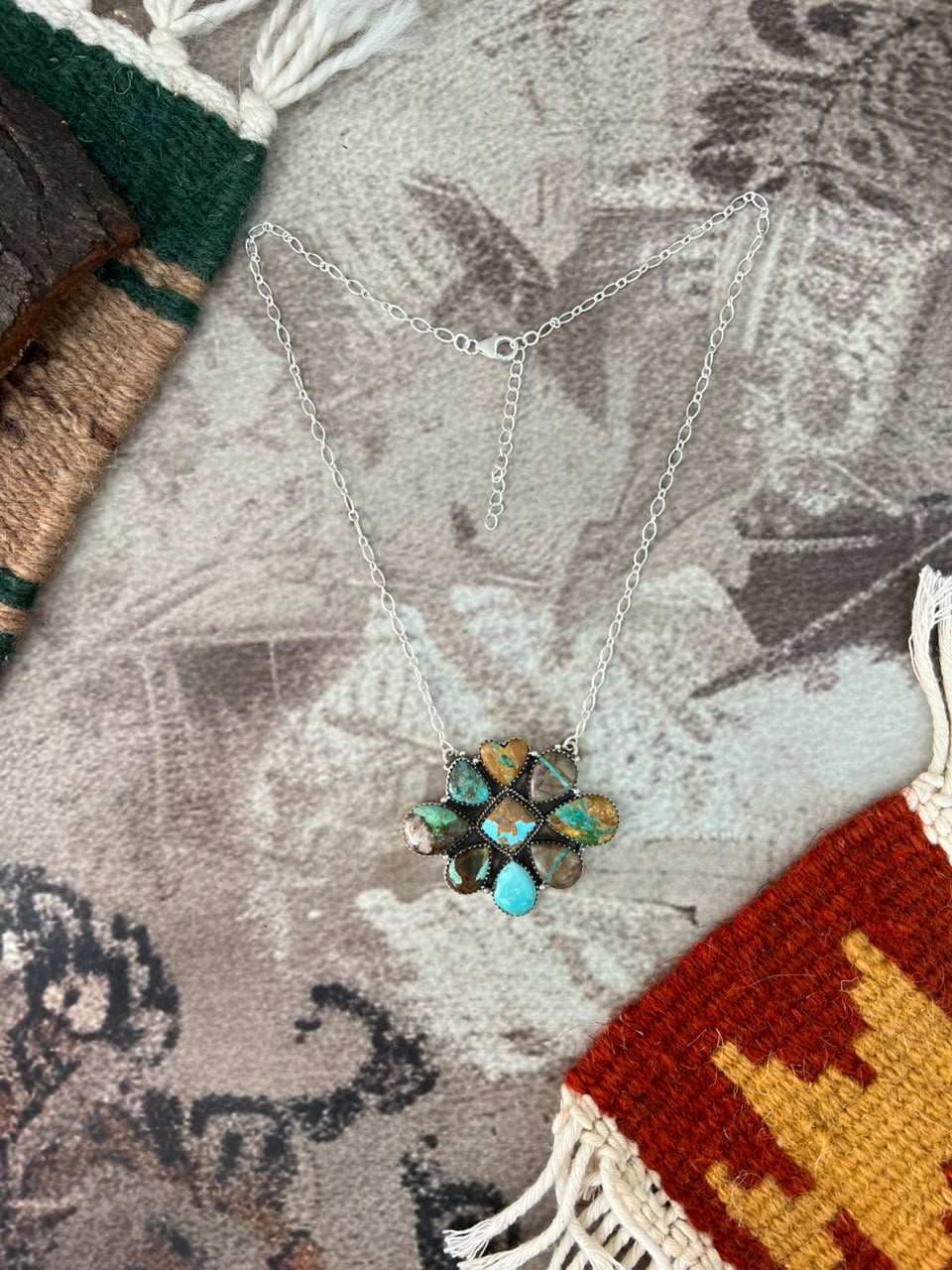 Handmade Sterling Silver Royston Turquoise Necklace Signed Nizhoni