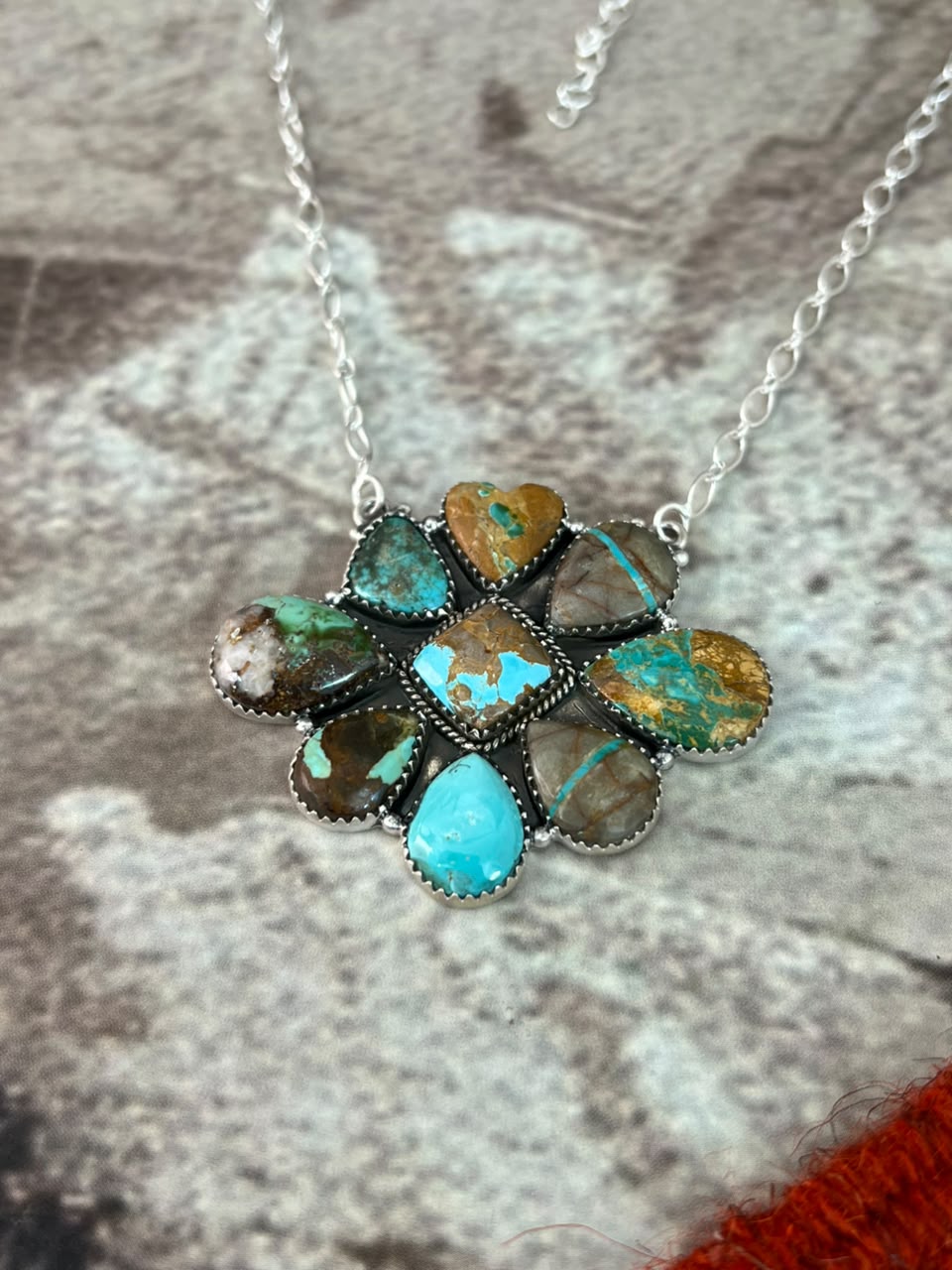 Handmade Sterling Silver Royston Turquoise Necklace Signed Nizhoni