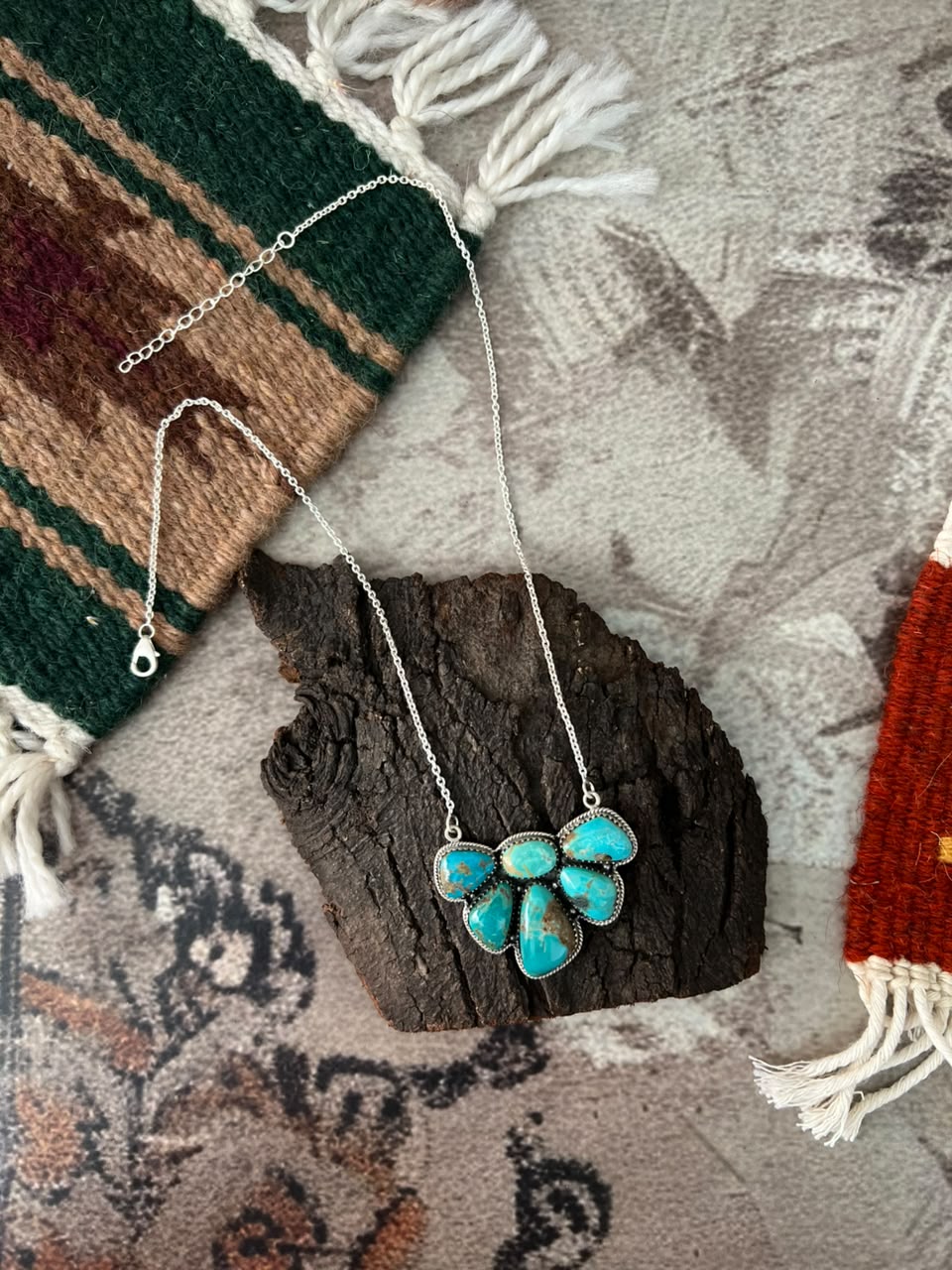 Handmade Sterling Silver Kingman Turquoise Necklace Signed Nizhoni