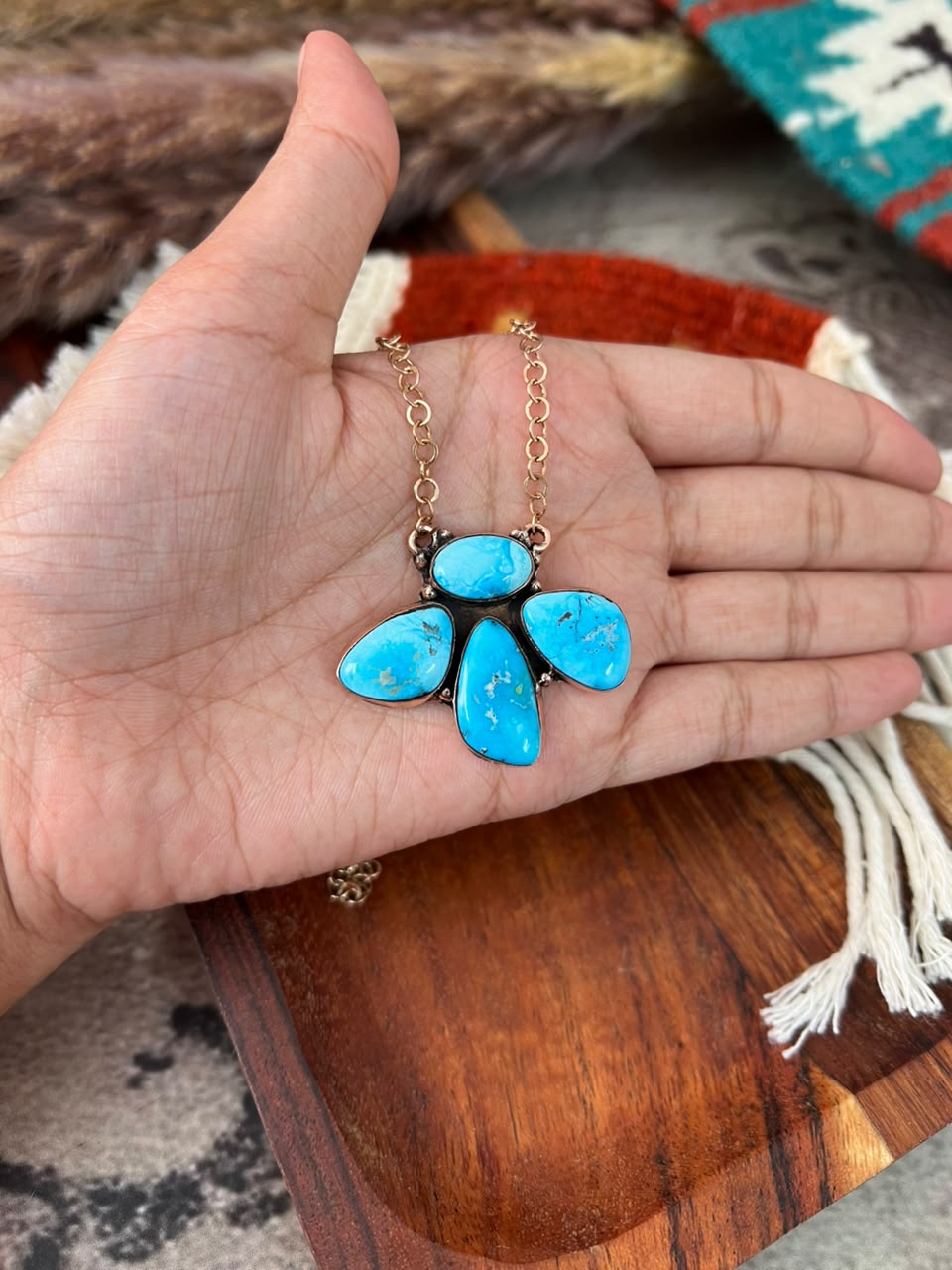 Handmade Sierra Bella Turquoise Copper Collection: Necklace Signed Nizhoni
