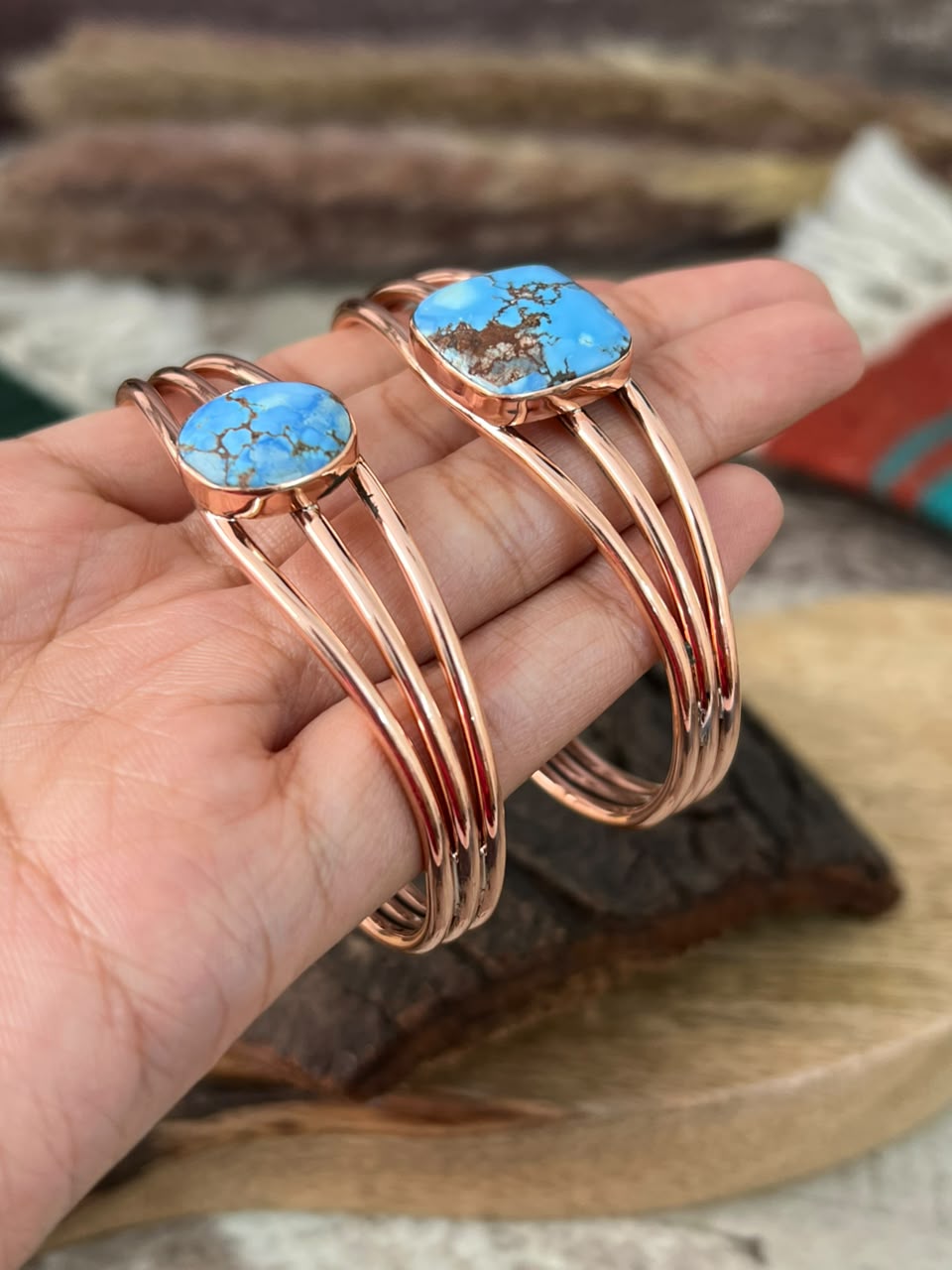 Handmade Golden Hills Turquoise Copper Collection: Cuff Bracelet