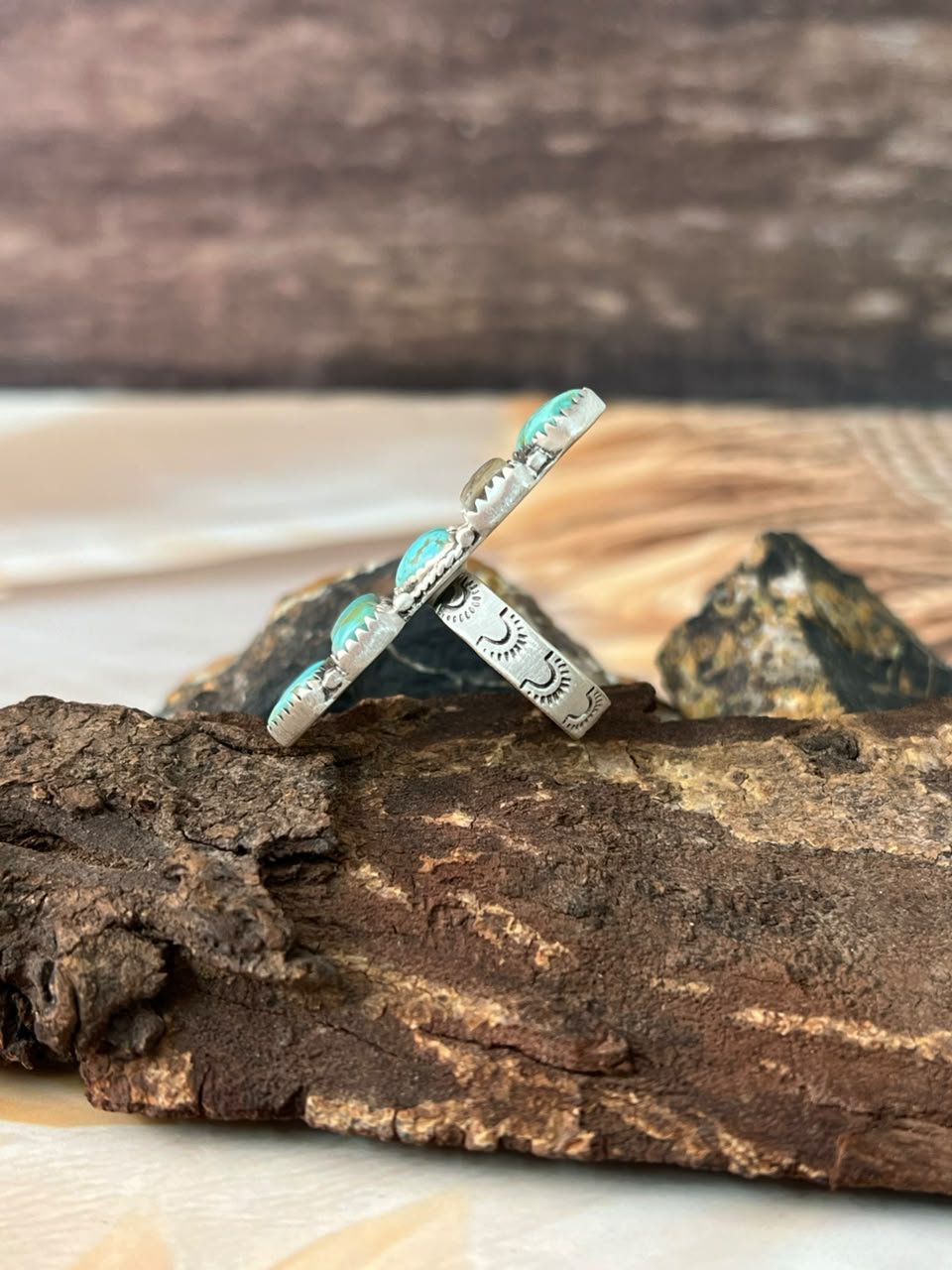 Handmade Sterling Silver Number 8 Turquoise Adjustable Ring Signed Nizhoni