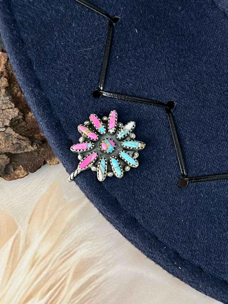 Handmade Sterling Silver Cotton Candy Hat Pin Signed Nizhoni