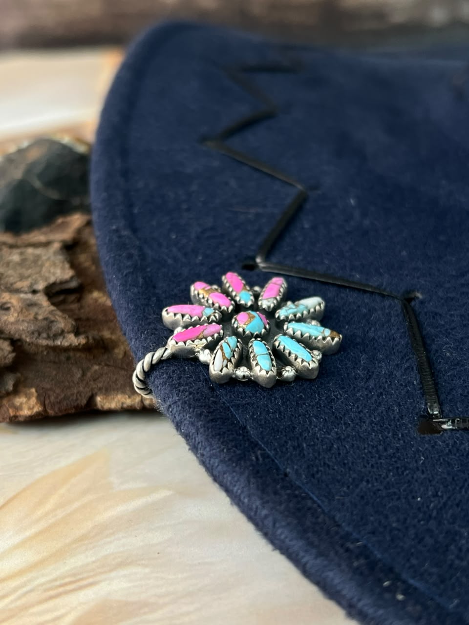 Handmade Sterling Silver Cotton Candy Hat Pin Signed Nizhoni