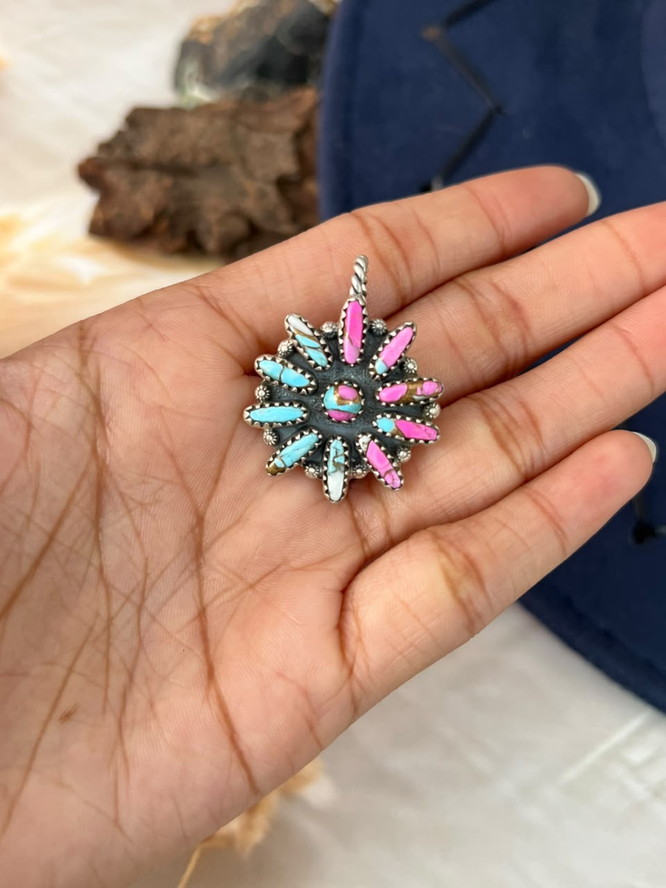 Handmade Sterling Silver Cotton Candy Hat Pin Signed Nizhoni