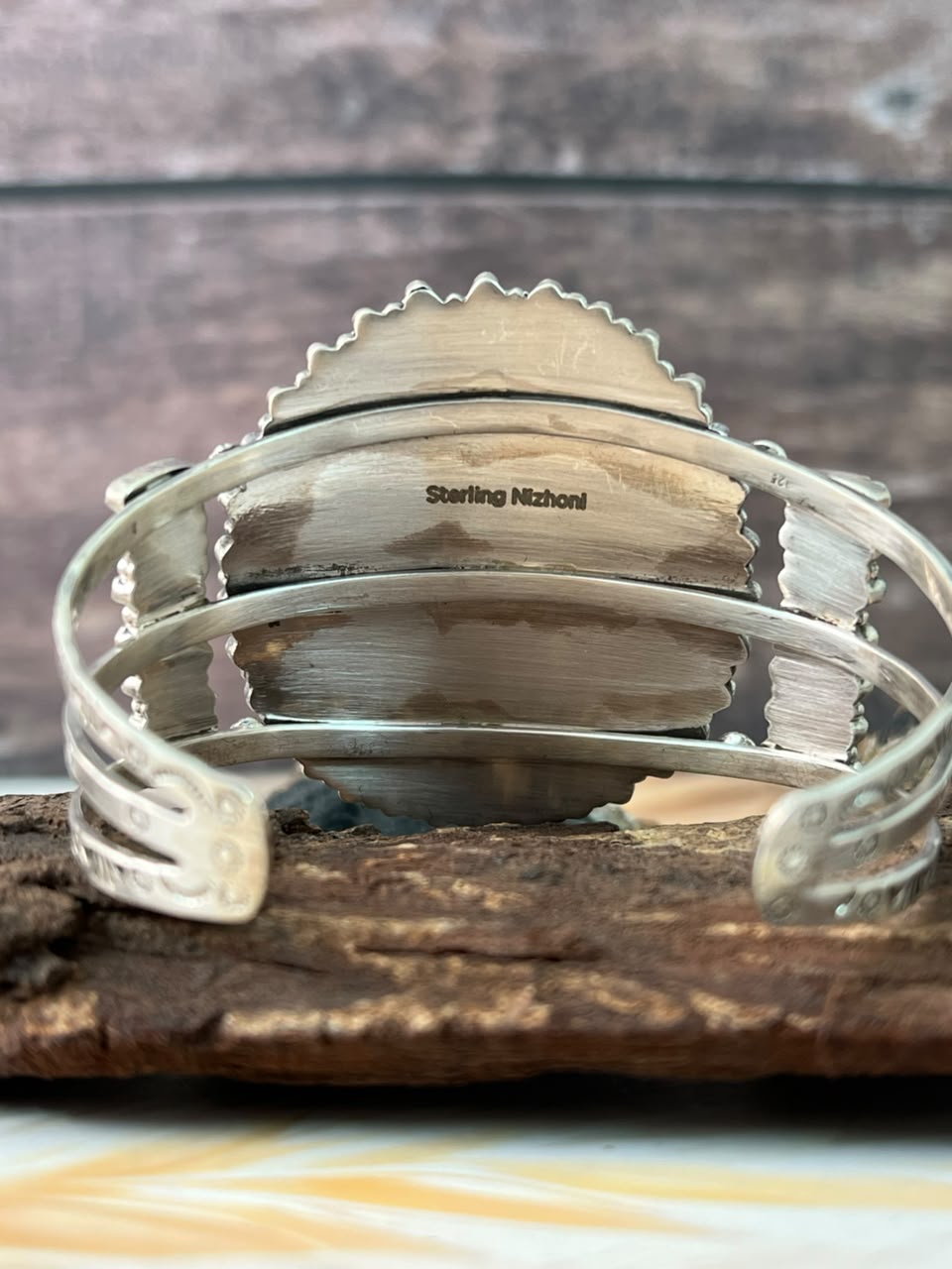 Handmade Sterling Silver Kingman Turquoise Cuff Bracelet Signed Nizhoni (8)