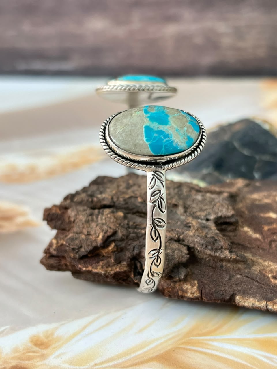 Handmade Sterling Silver Royston Turquoise Cuff Bracelet Signed Nizhoni