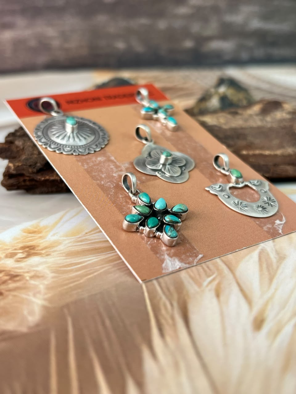 Handmade Sterling Silver Kingman Turquoise Pendant Card