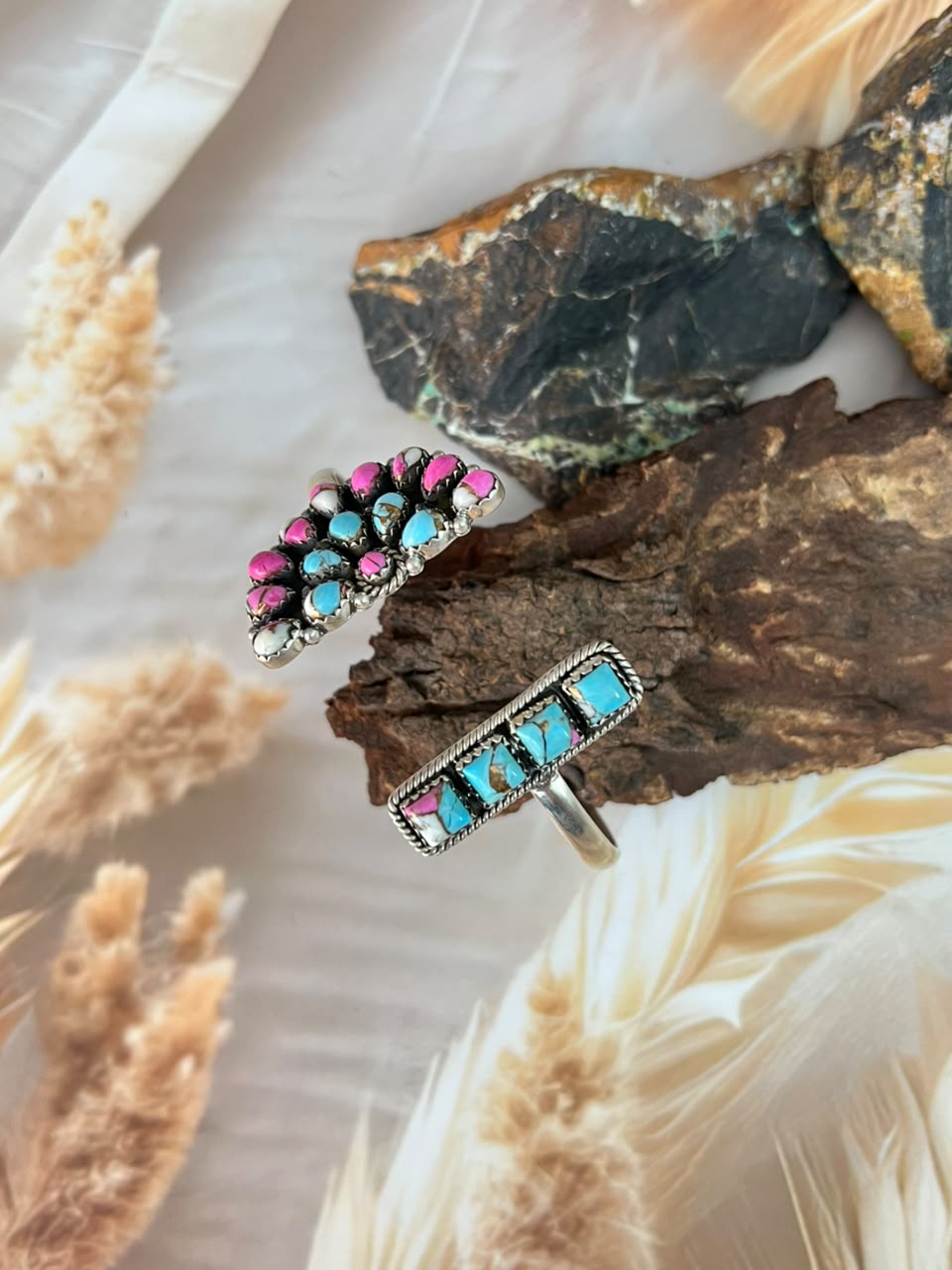 Handmade Sterling Silver Cotton Candy Cuff Bracelet Signed Nizhoni