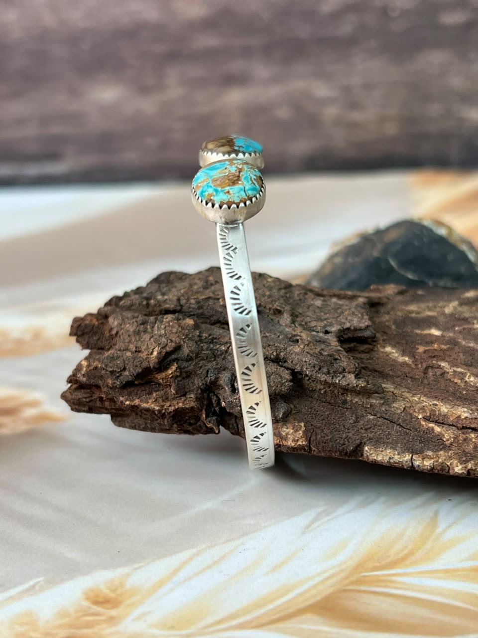 Handmade Sterling Silver Royston Turquoise Cuff Bracelet Signed Nizhoni (9)