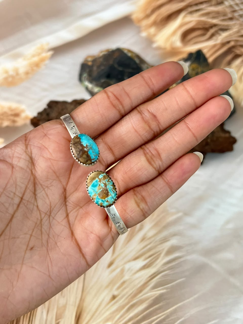 Handmade Sterling Silver Royston Turquoise Cuff Bracelet Signed Nizhoni (9)