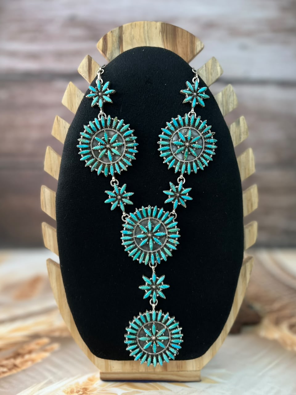 Handmade Sterling Silver Kingman Turquoise Necklace Signed Nizhoni