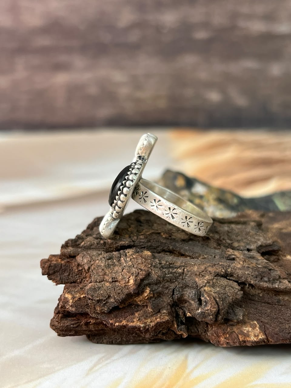 Handmade Sterling Silver White Buffalo Adjustable Ring Signed Nizhoni