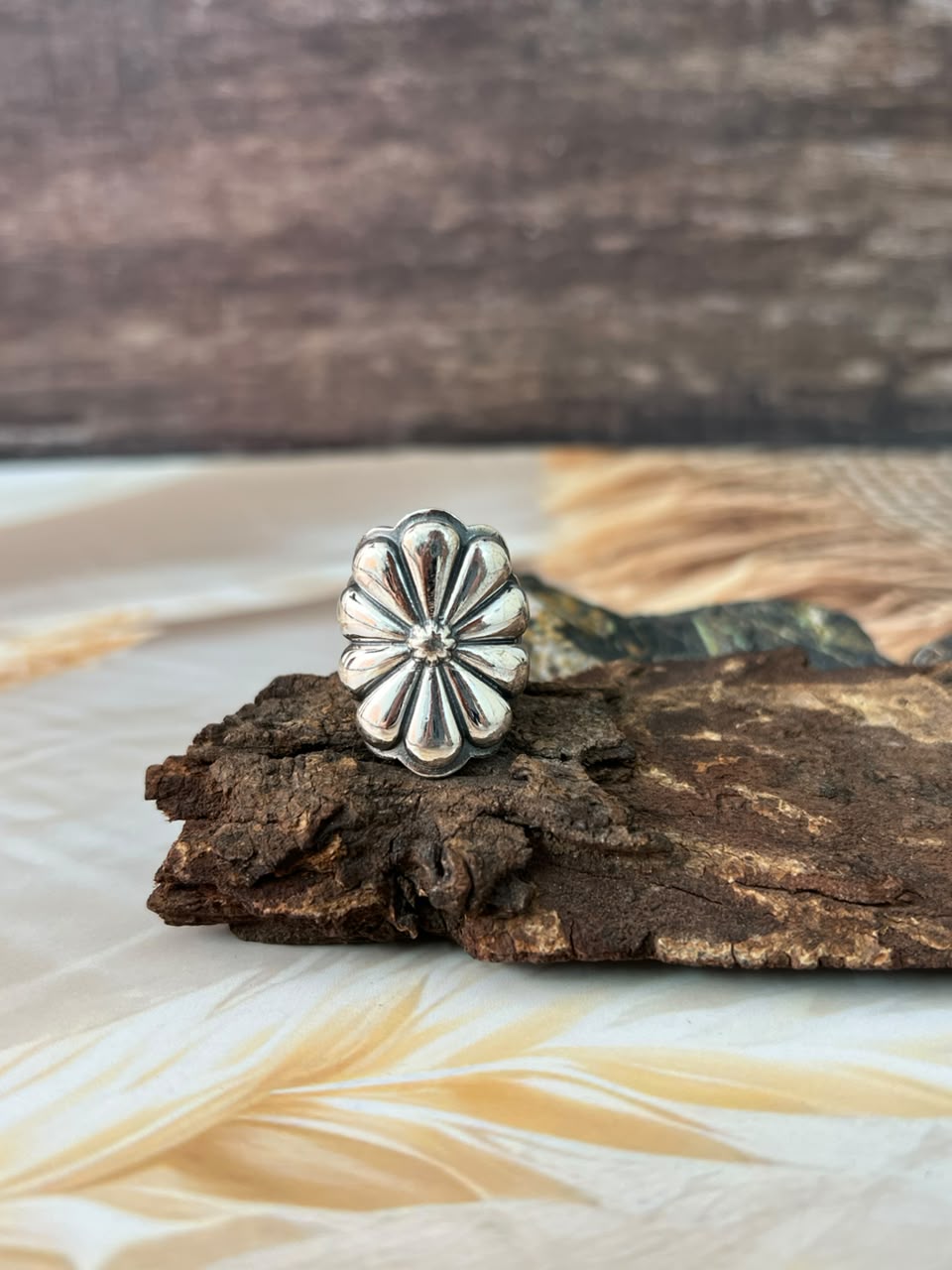 Handmade Sterling Silver Shiny Adjustable Flower Ring Leslies Fav