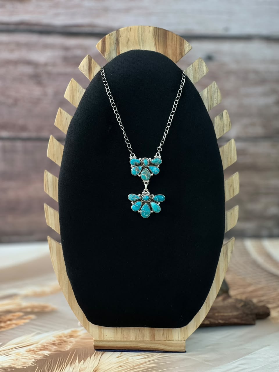 Handmade Sterling Silver White Water Turquoise Necklace Signed Nizhoni