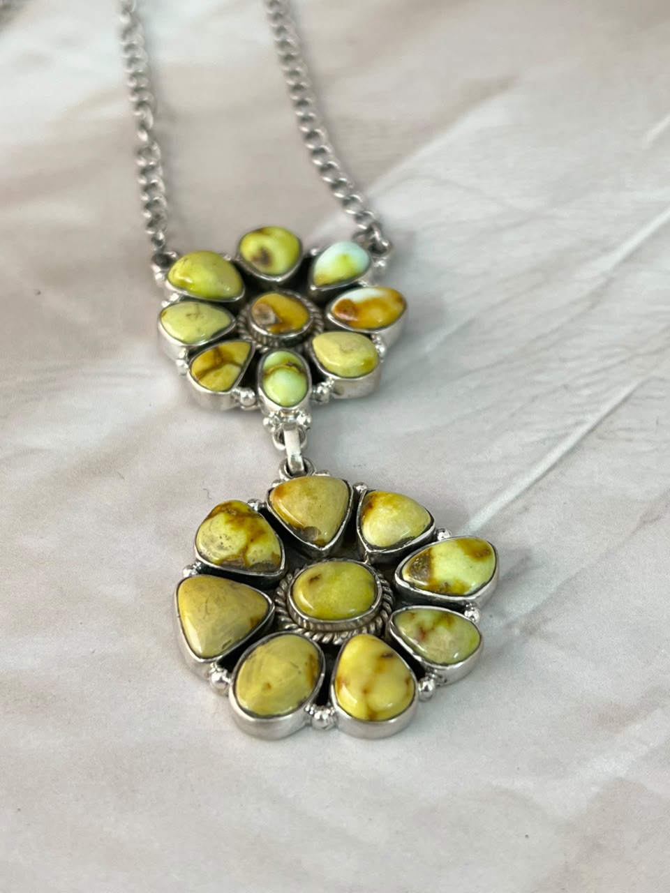 Handmade Sterling Silver Palomino Turquoise Necklace Signed Nizhoni