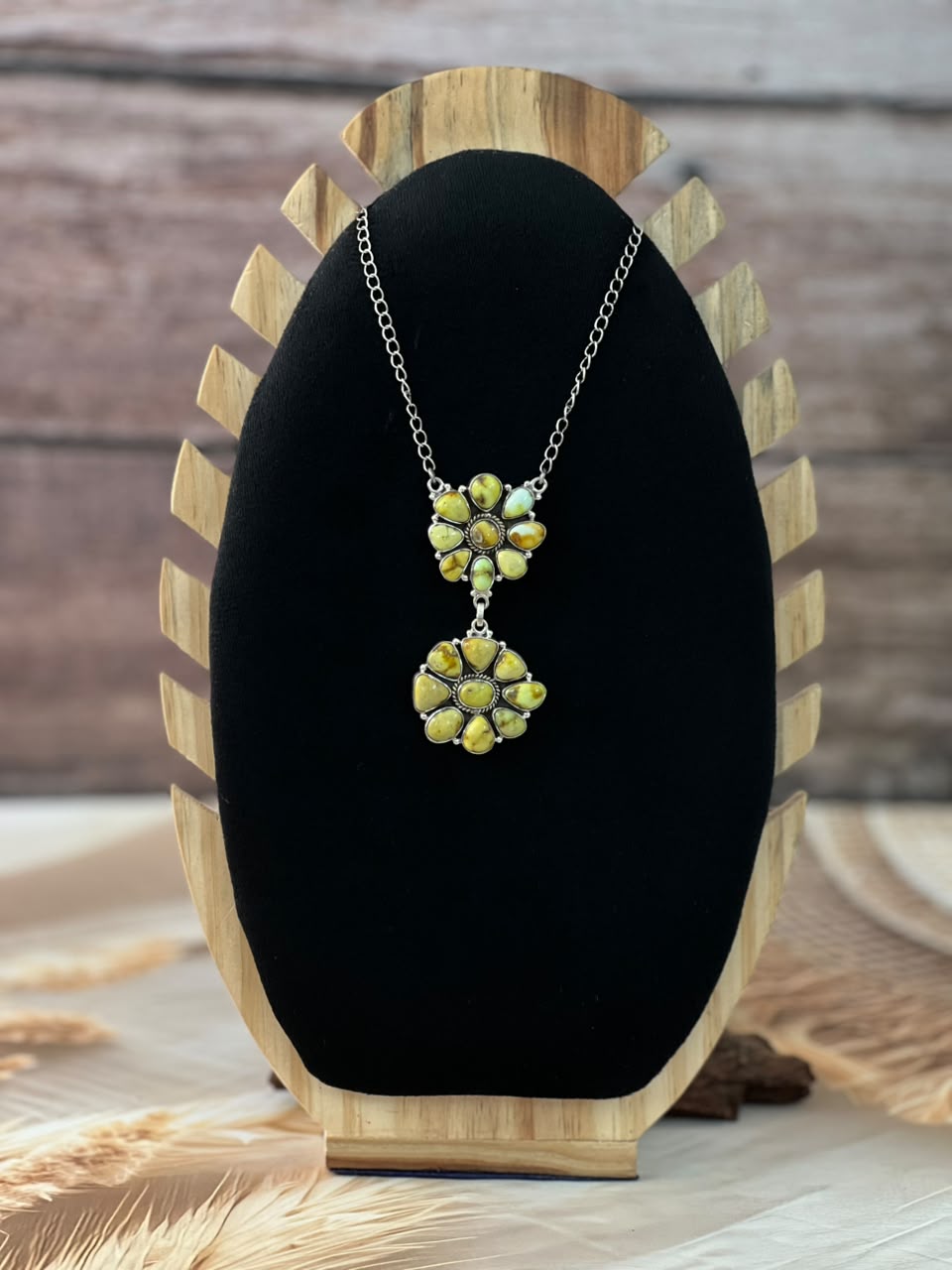 Handmade Sterling Silver Palomino Turquoise Necklace Signed Nizhoni