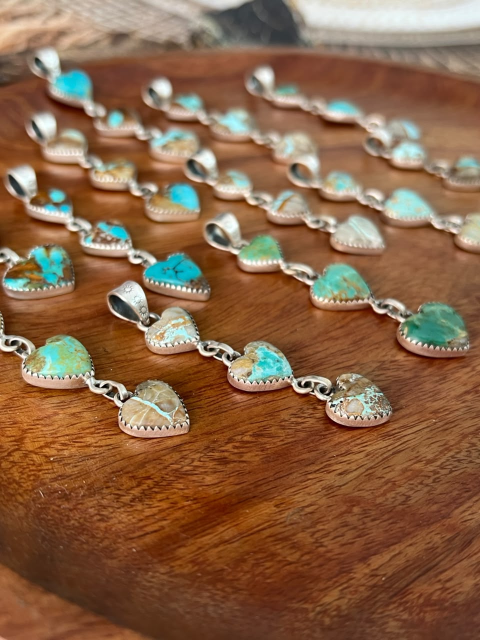 Handmade Sterling Silver Royston Turquoise Heart Pendant Signed Nizhoni