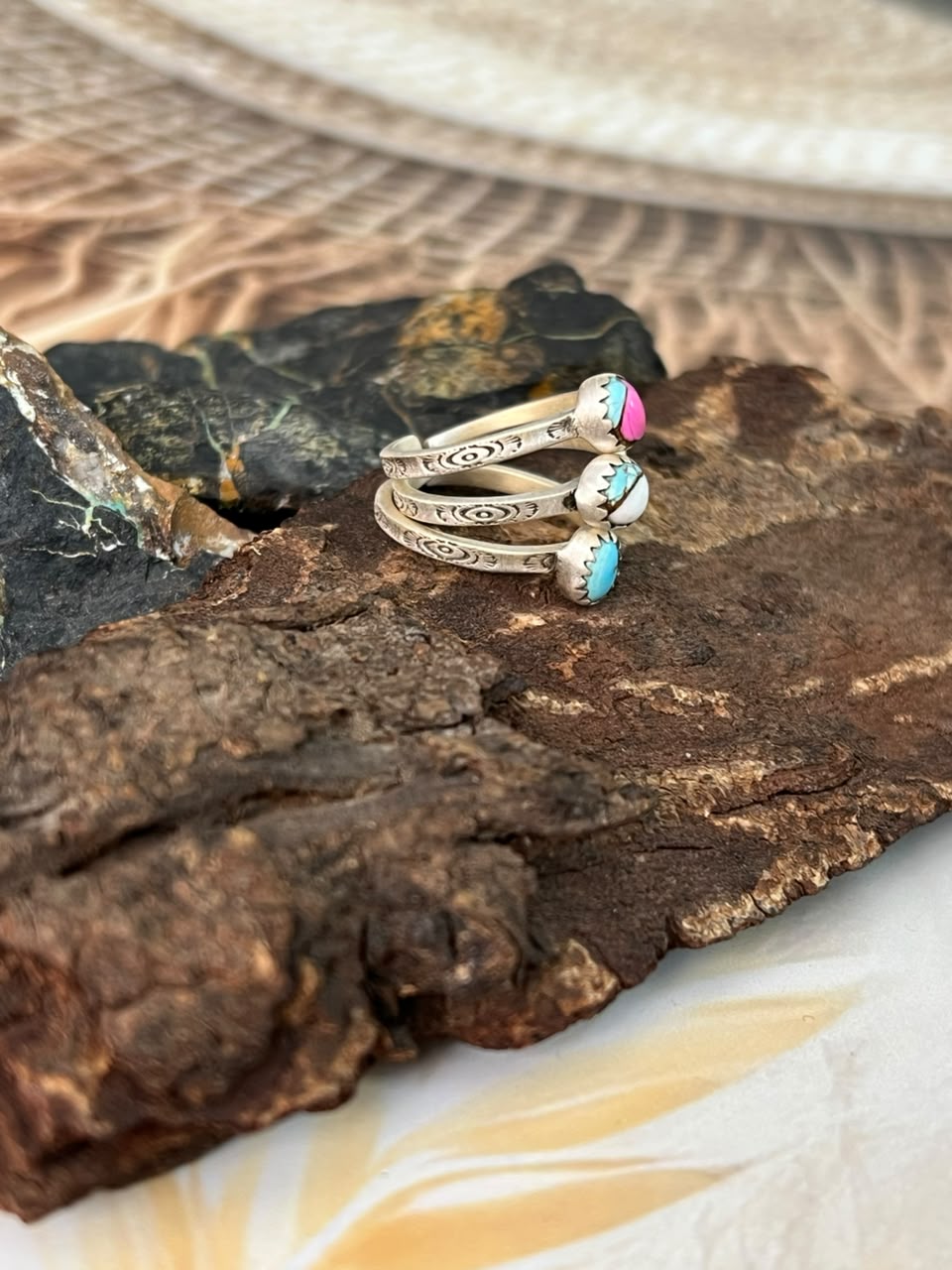 Handmade Sterling Silver Cotton Candy Adjustable Stackable Ring