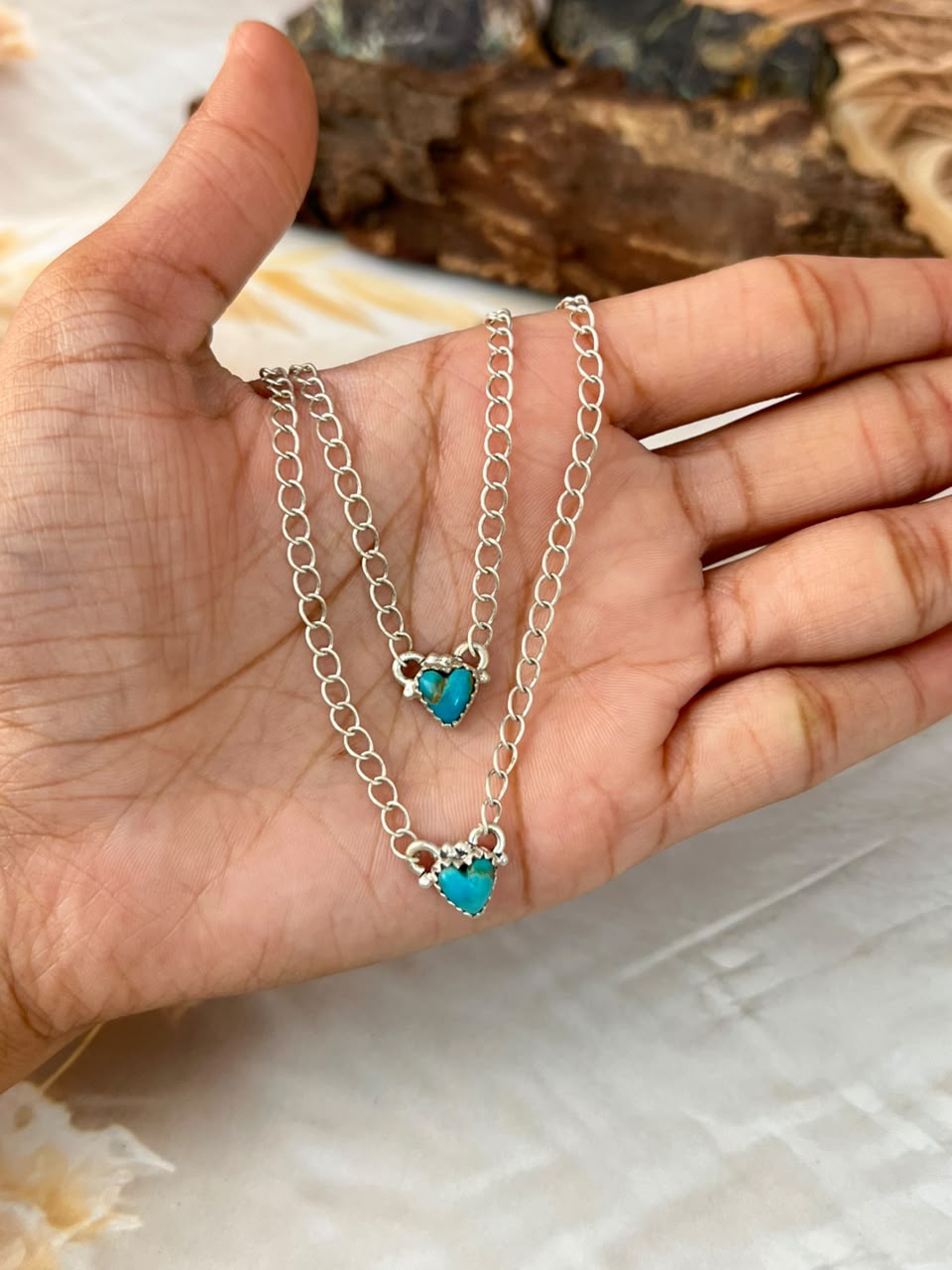 Handmade Sterling Silver Kingman Turquoise Layered Necklace