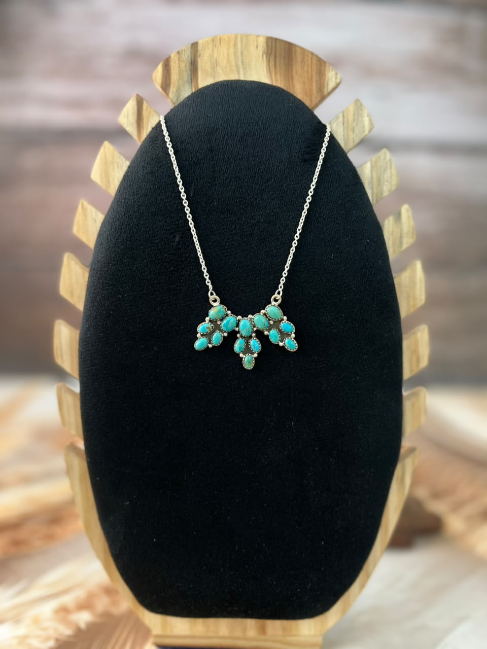 Handmade Sterling Silver Kingman Turquoise Necklace Signed Nizhoni