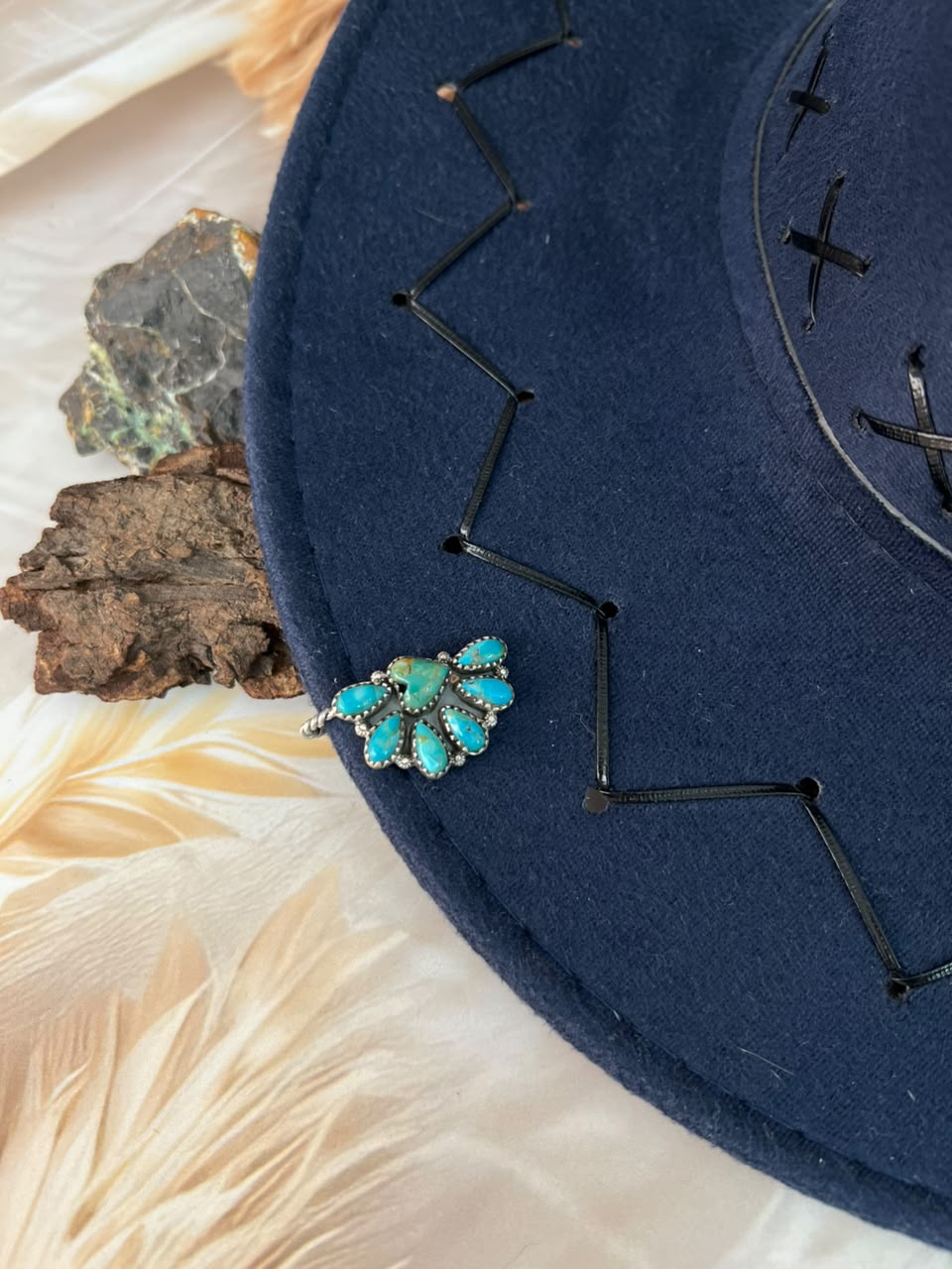 Handmade Sterling Silver Kingman Turquoise Hat Pin Signed Nizhoni