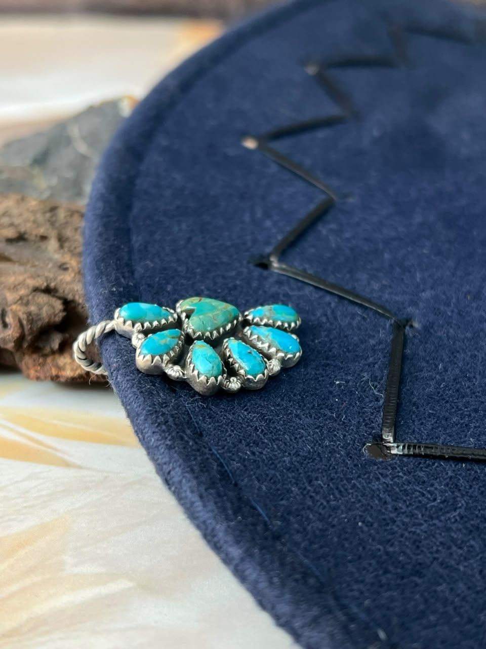 Handmade Sterling Silver Kingman Turquoise Hat Pin Signed Nizhoni