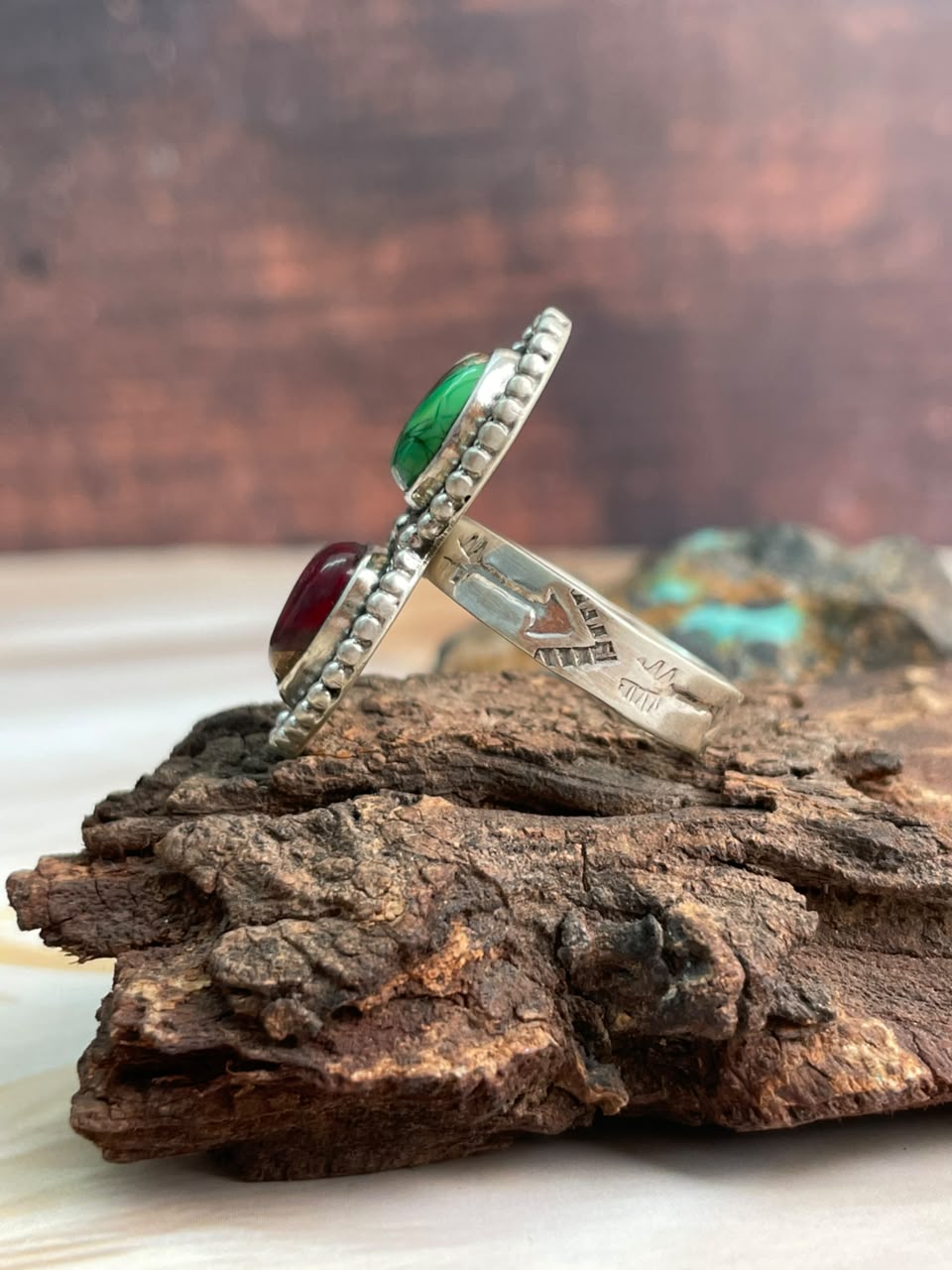 Handmade Sterling Silver Christmas Dahlia Collection: Adjustable Ring Signed Nizhoni