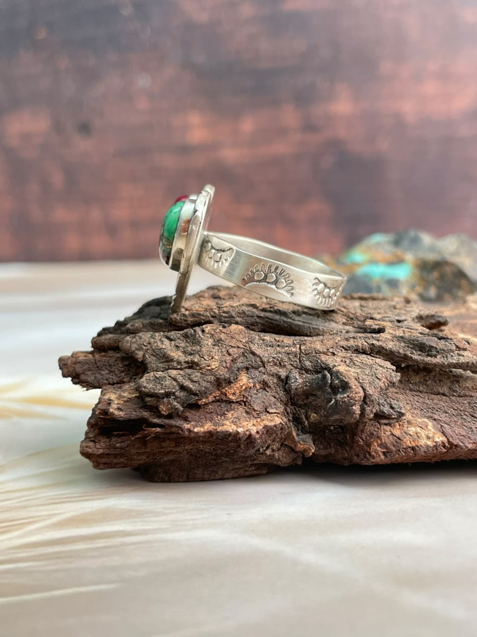 Handmade Sterling Silver Christmas Dahlia Collection: Adjustable Heart Ring Signed Nizhoni