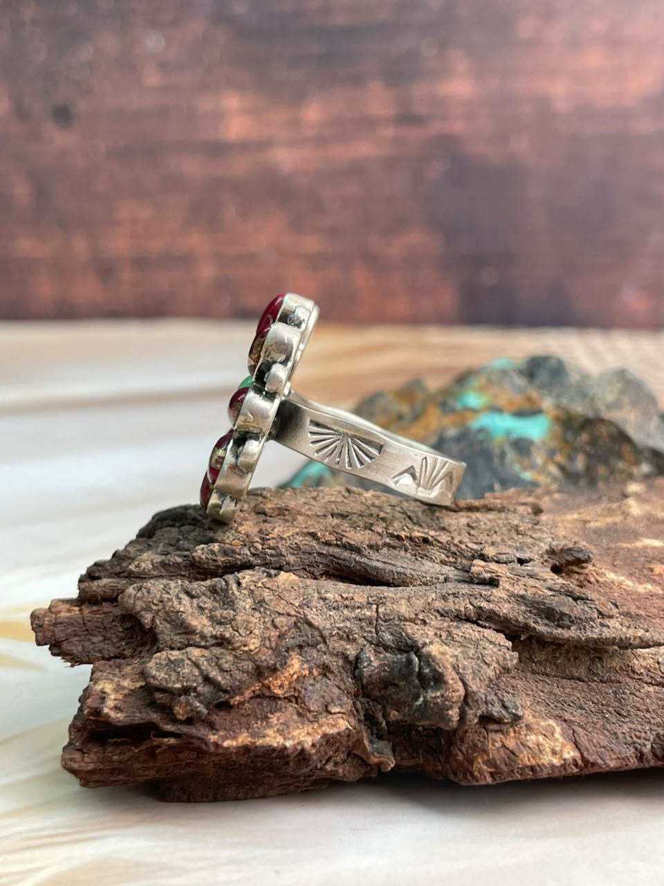 Handmade Sterling Silver Christmas Dahlia Collection: Adjustable Ring Signed Nizhoni