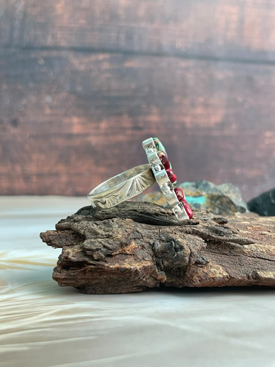 Handmade Sterling Silver Christmas Dahlia Collection: Adjustable Naja Ring Signed Nizhoni