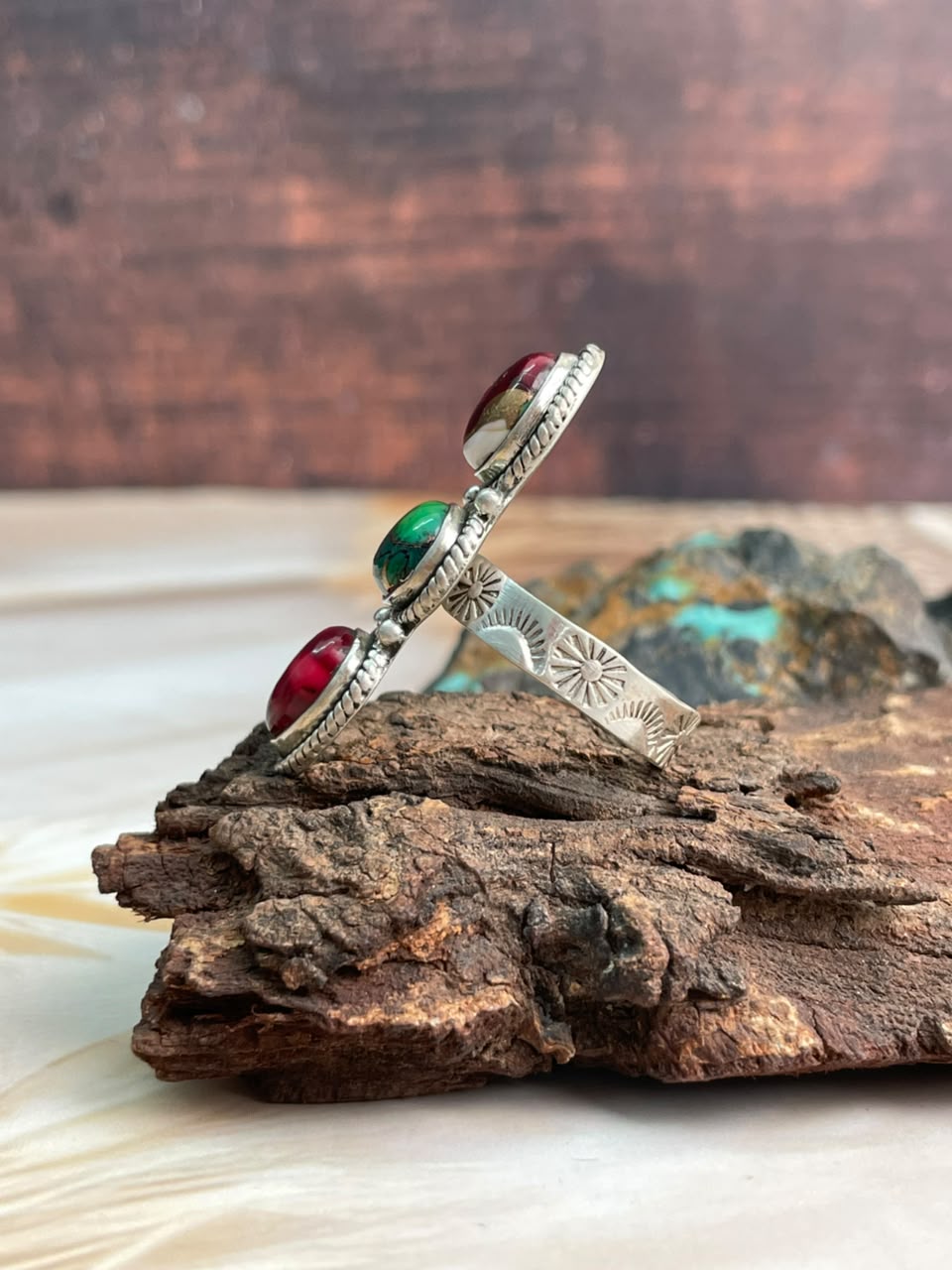 Handmade Sterling Silver Christmas Dahlia Collection: Adjustable Ring Signed Nizhoni