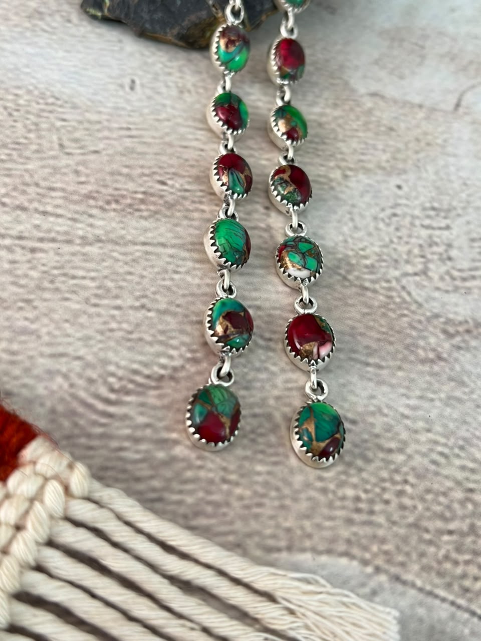 Handmade Sterling Silver Christmas Dahlia Collection: Post Dangle Earrings Signed Nizhoni