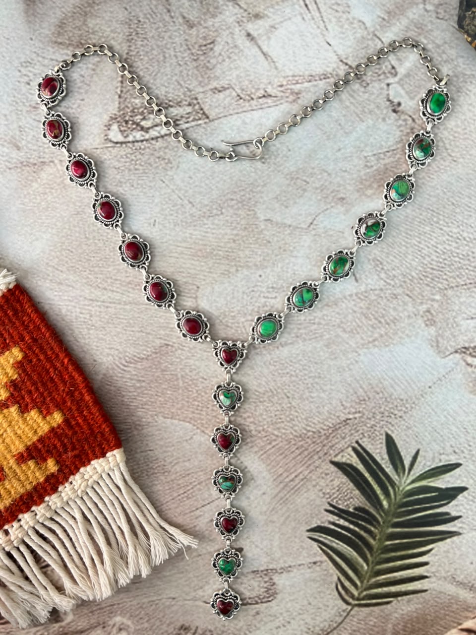 Handmade Sterling Silver Christmas Dahlia Collection: Drop Necklace Signed Nizhoni