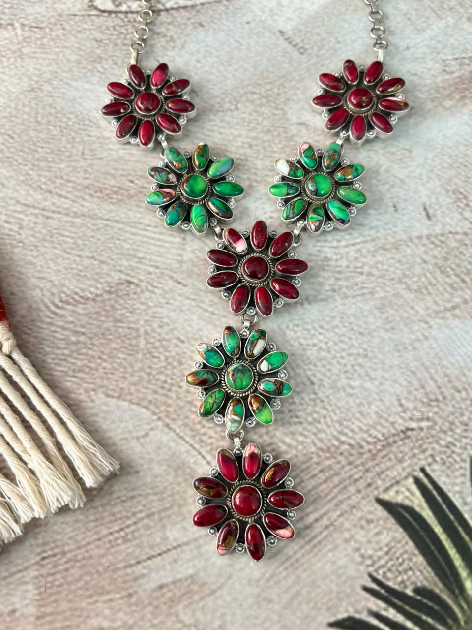 Handmade Sterling Silver Christmas Dahlia Collection: Necklace Signed Nizhoni
