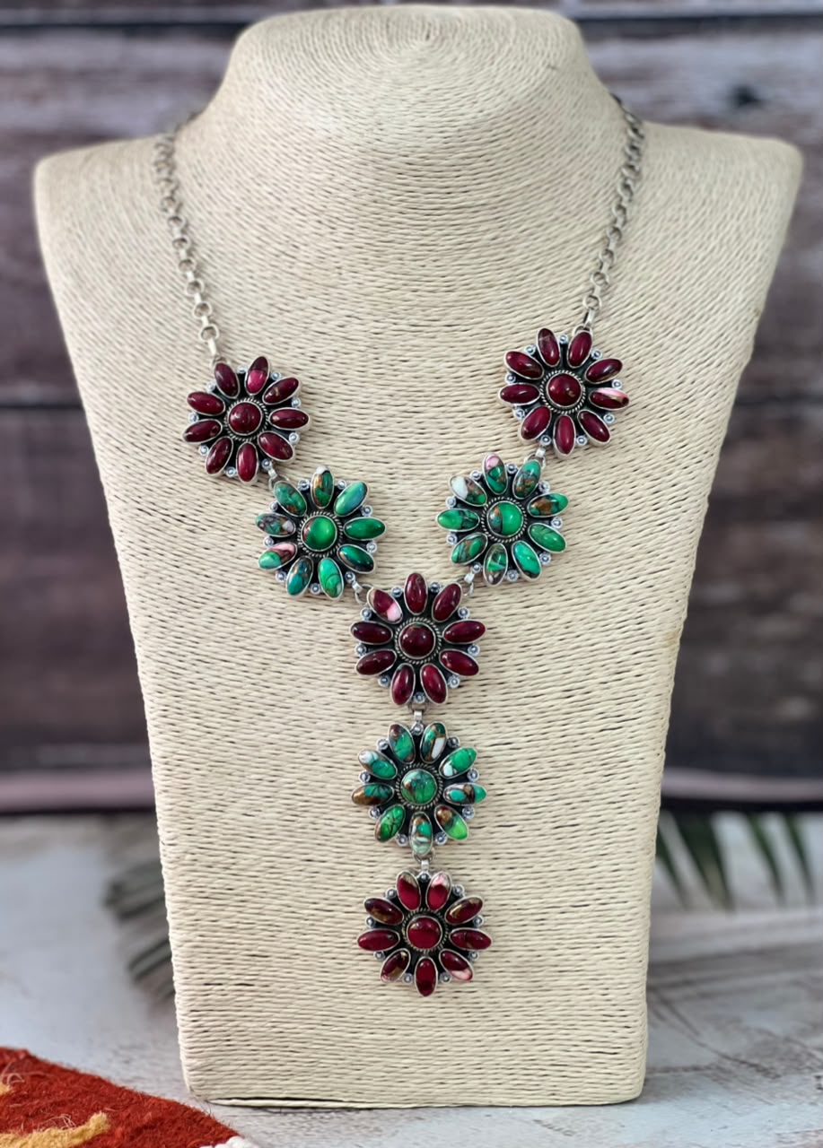 Handmade Sterling Silver Christmas Dahlia Collection: Necklace Signed Nizhoni