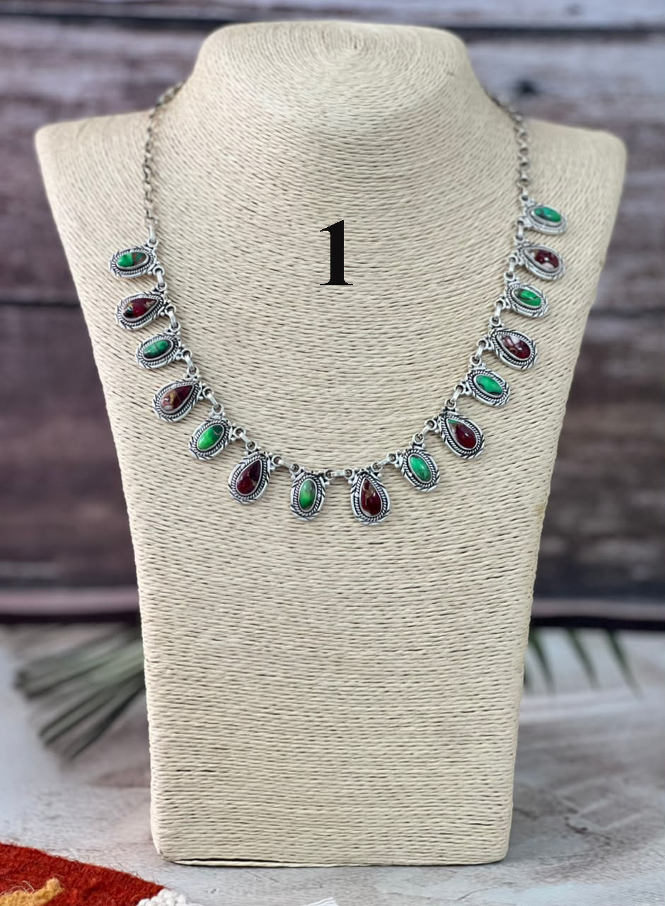 Handmade Sterling Silver Christmas Dahlia Collection: Necklace Signed Nizhoni