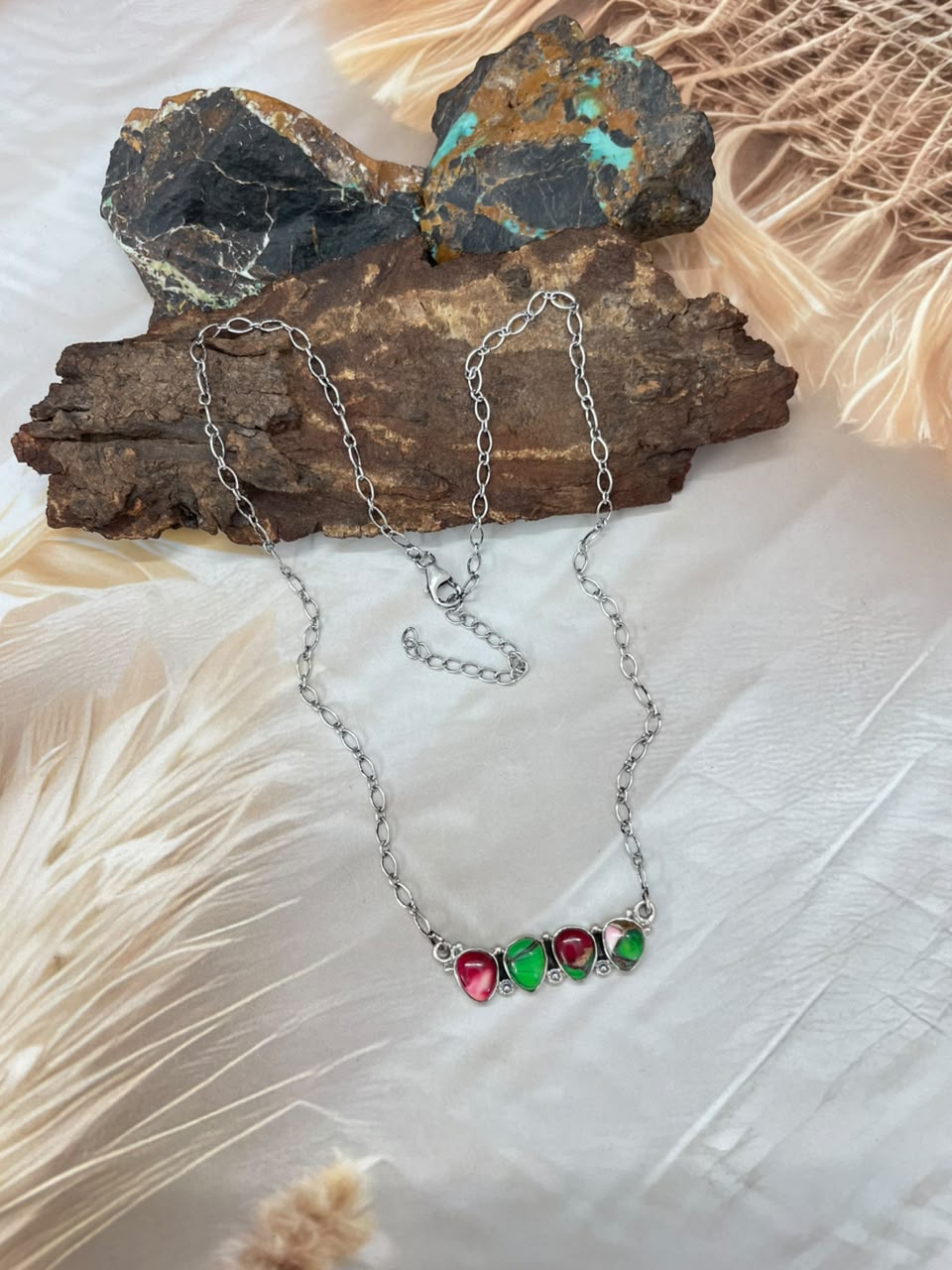 Handmade Sterling Silver Christmas Dahlia Collection: Necklace Signed Nizhoni