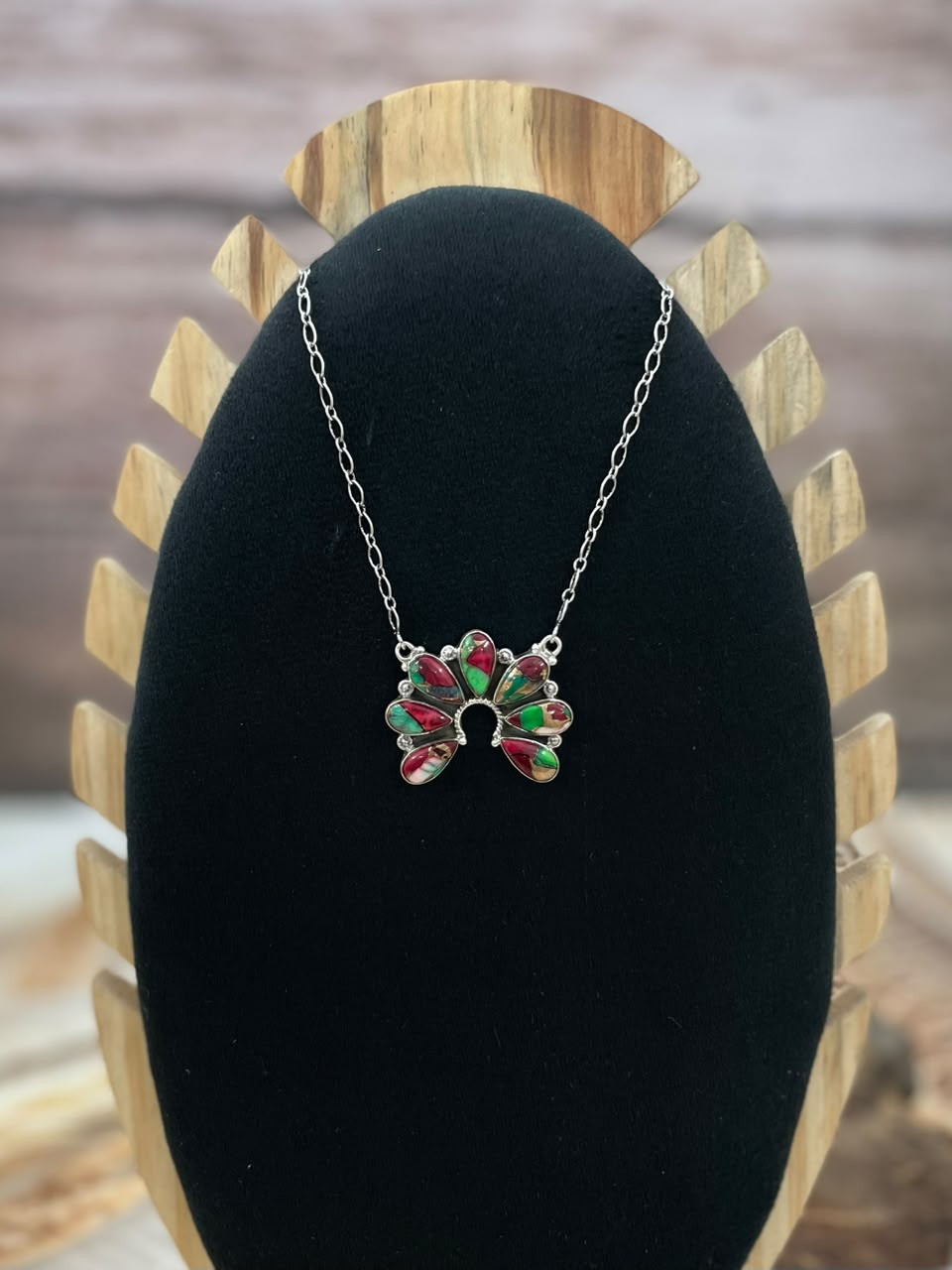 Handmade Sterling Silver Christmas Dahlia Collection: Naja Necklace Signed Nizhoni