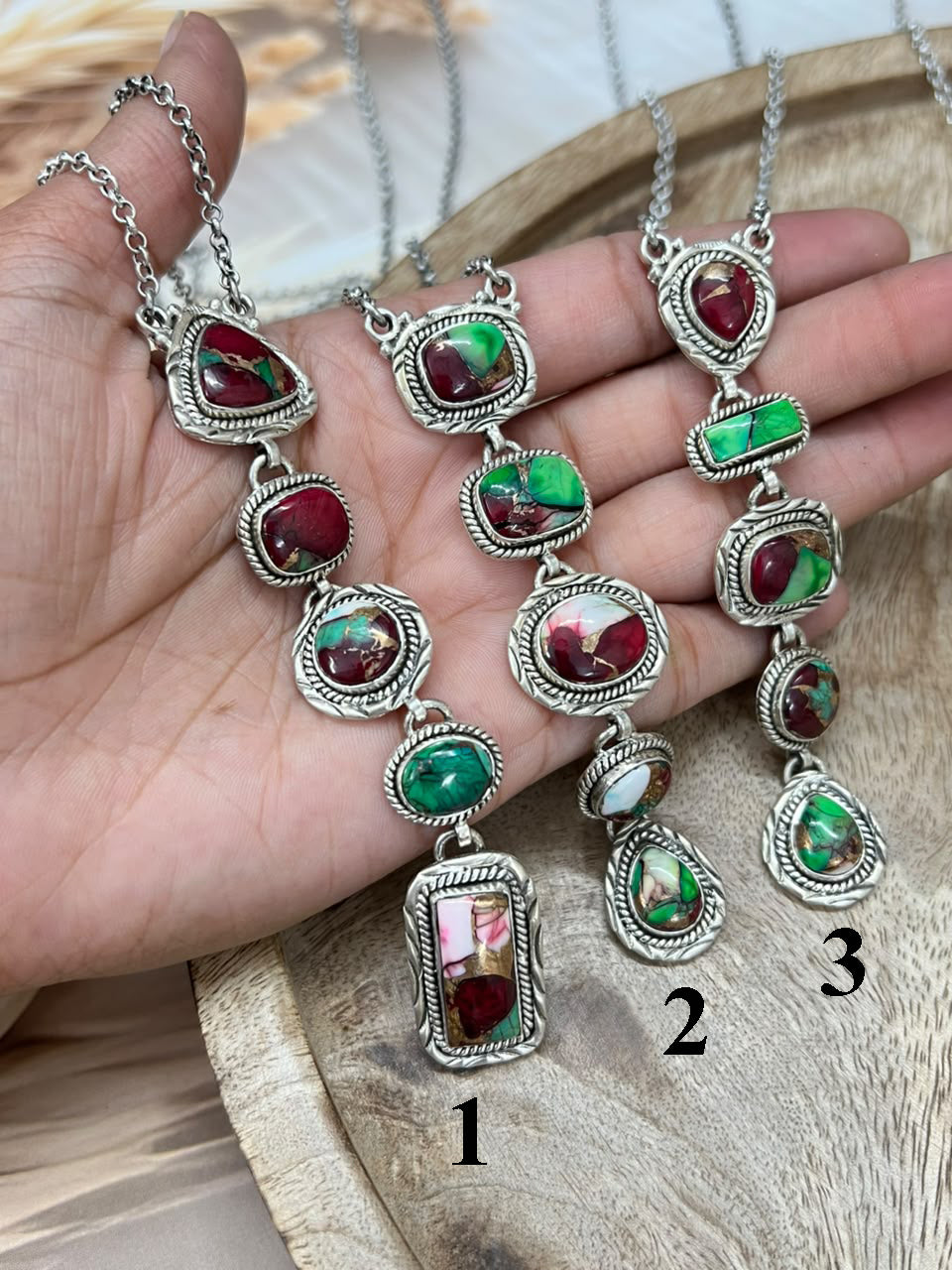 Handmade Sterling Silver Christmas Dahlia Collection: Necklace Signed Nizhoni
