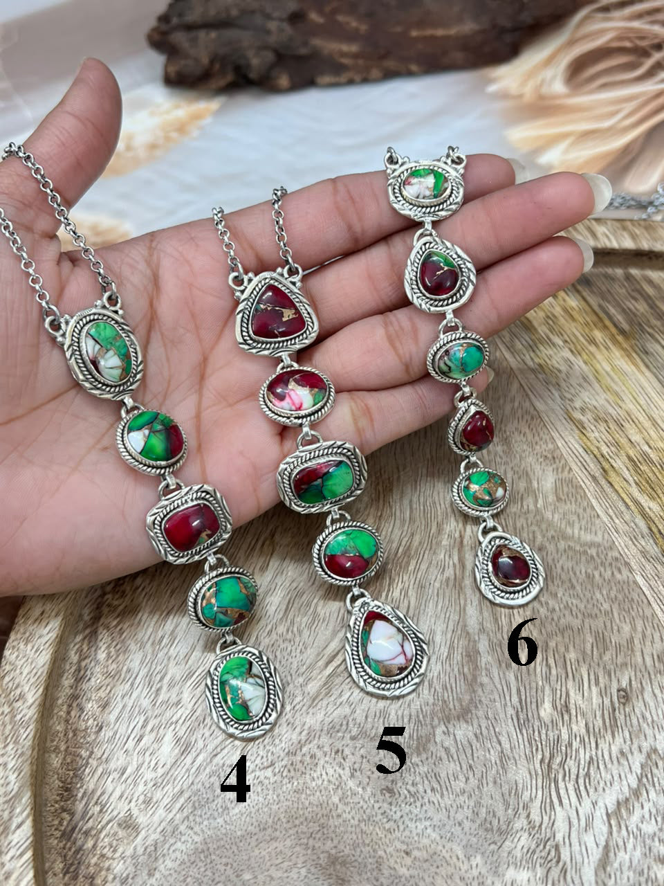 Handmade Sterling Silver Christmas Dahlia Collection: Necklace Signed Nizhoni