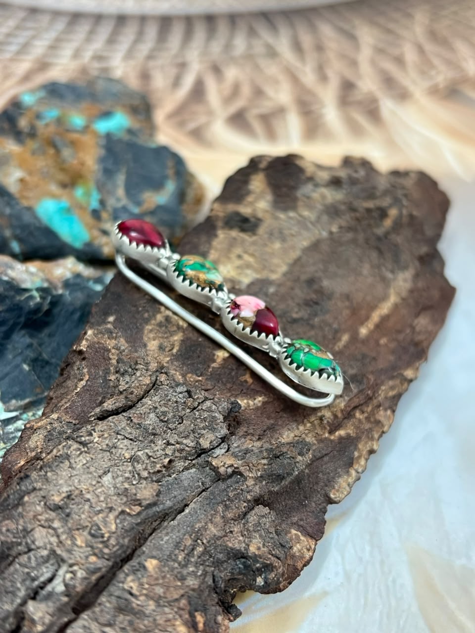 Handmade Sterling Silver Christmas Dahlia Collection: Purse Key Clip Signed Nizhoni