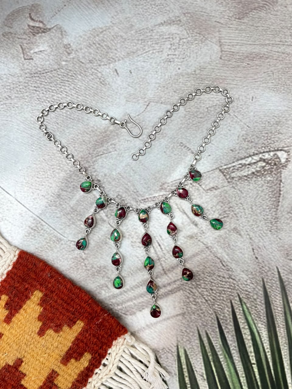 Handmade Sterling Silver Christmas Dahlia Collection: Choker Necklace Signed Nizhoni