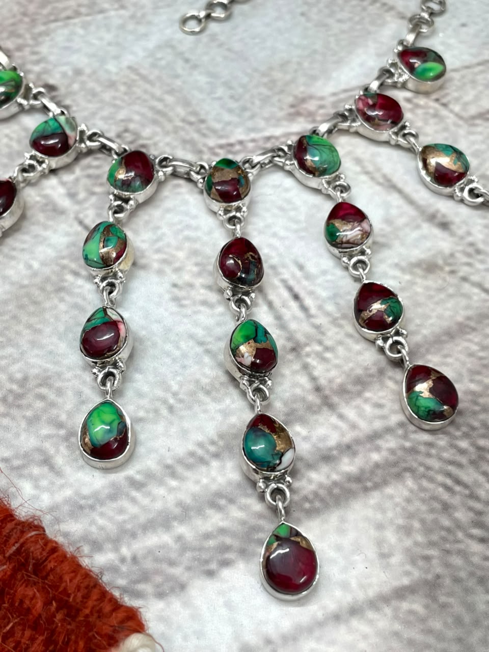 Handmade Sterling Silver Christmas Dahlia Collection: Choker Necklace Signed Nizhoni
