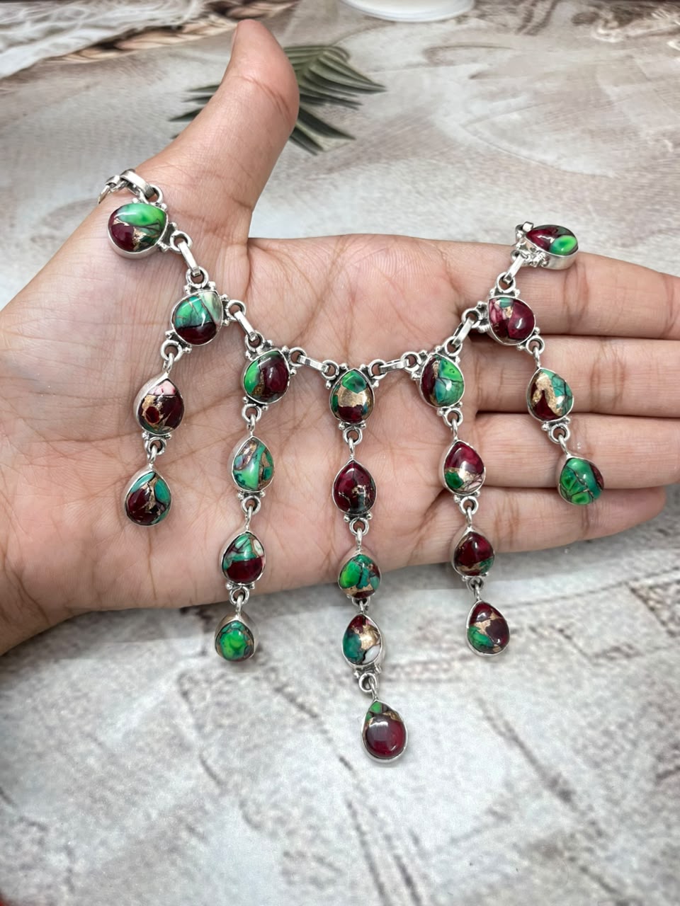 Handmade Sterling Silver Christmas Dahlia Collection: Choker Necklace Signed Nizhoni