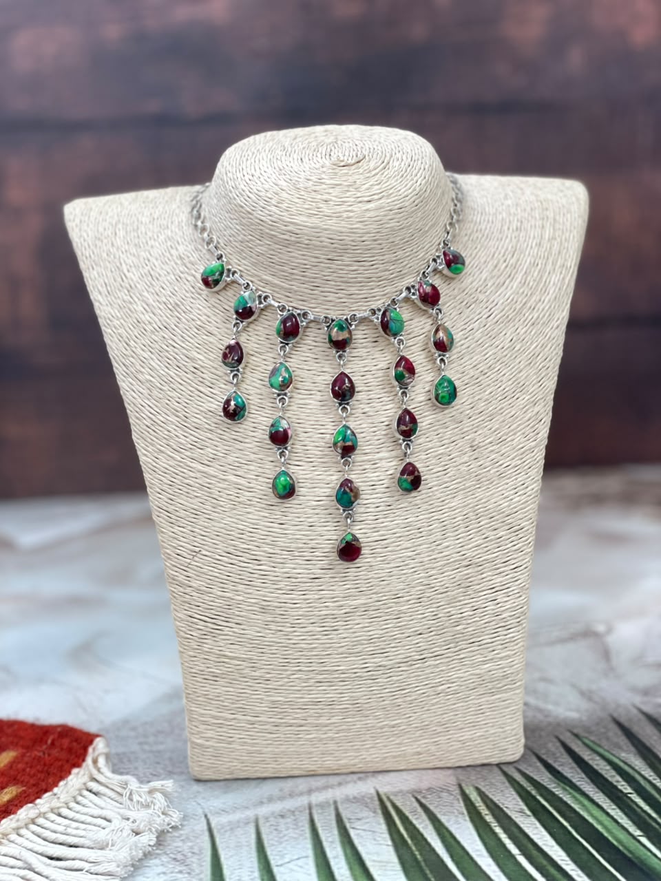 Handmade Sterling Silver Christmas Dahlia Collection: Choker Necklace Signed Nizhoni