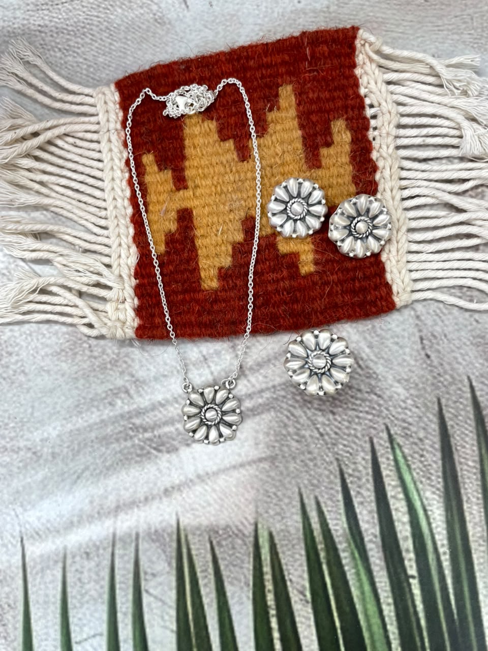 Handmade Sterling Silver Beautiful Necklace Ring and Earrings Set Signed Nizhoni