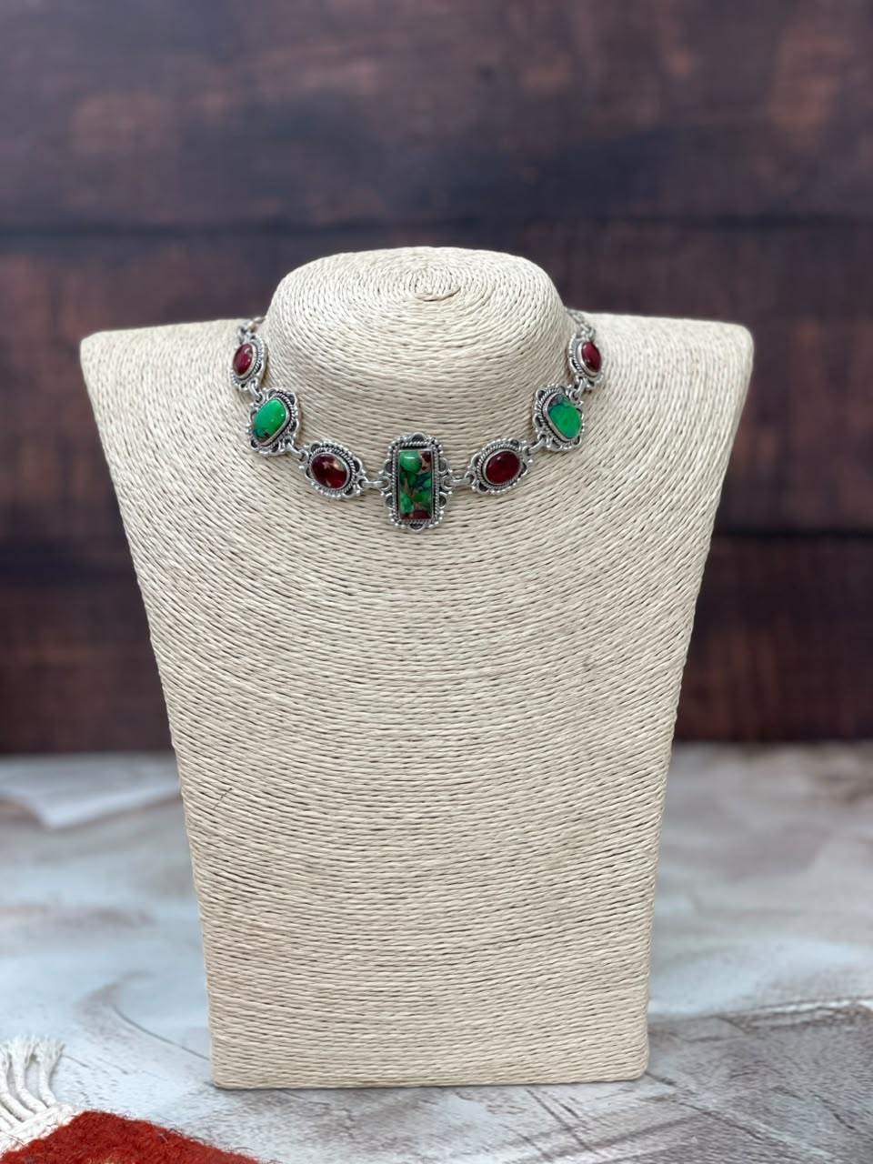 Handmade Sterling Silver Christmas Dahlia Collection: Choker Necklace Signed Nizhoni