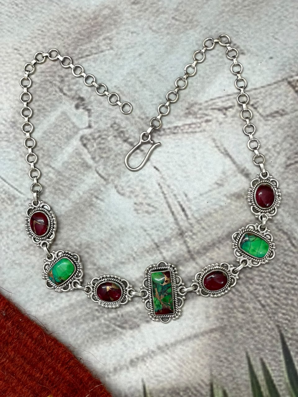 Handmade Sterling Silver Christmas Dahlia Collection: Choker Necklace Signed Nizhoni