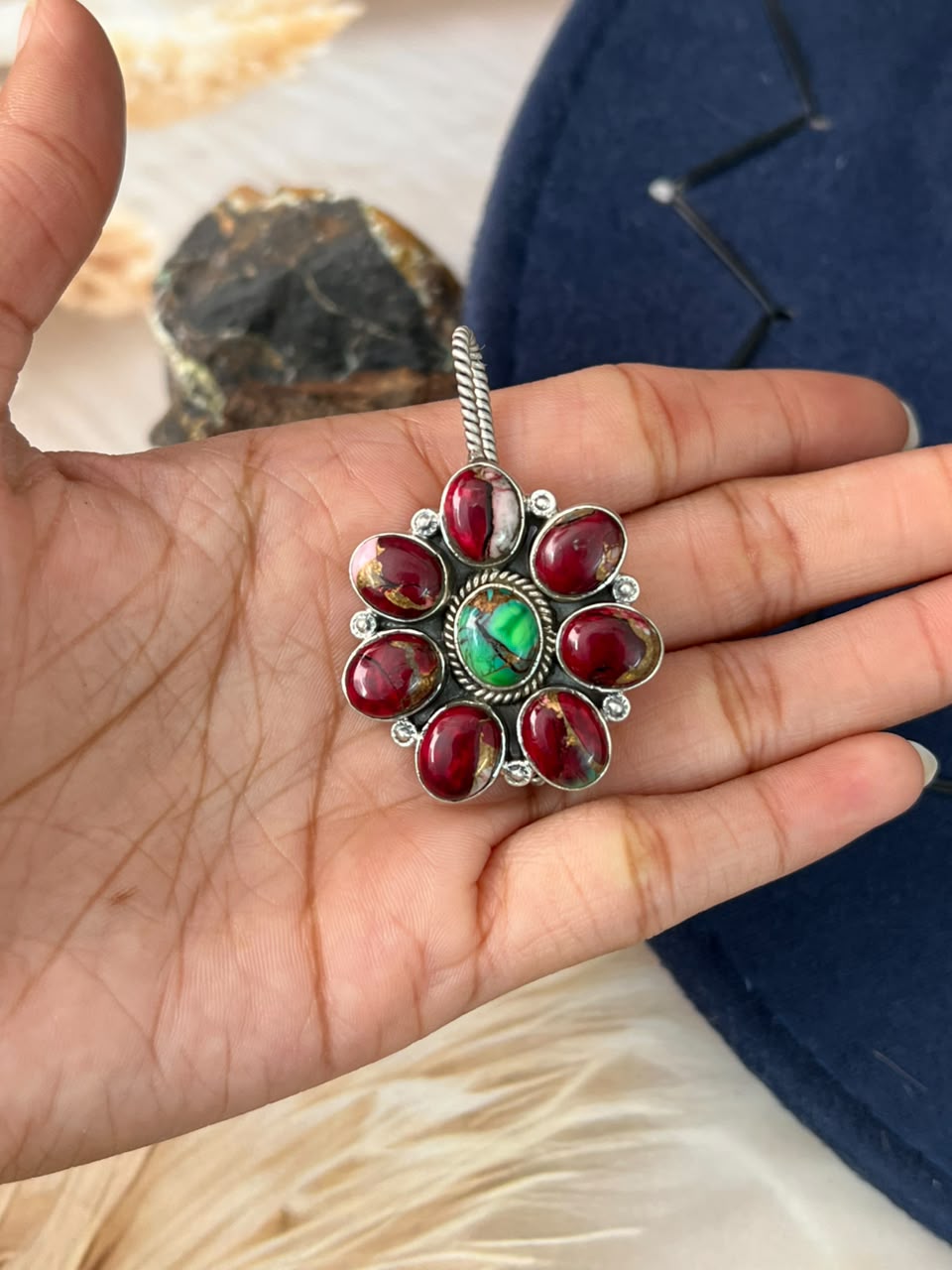 Handmade Sterling Silver Christmas Dahlia Collection: Hat Pin Signed Nizhoni